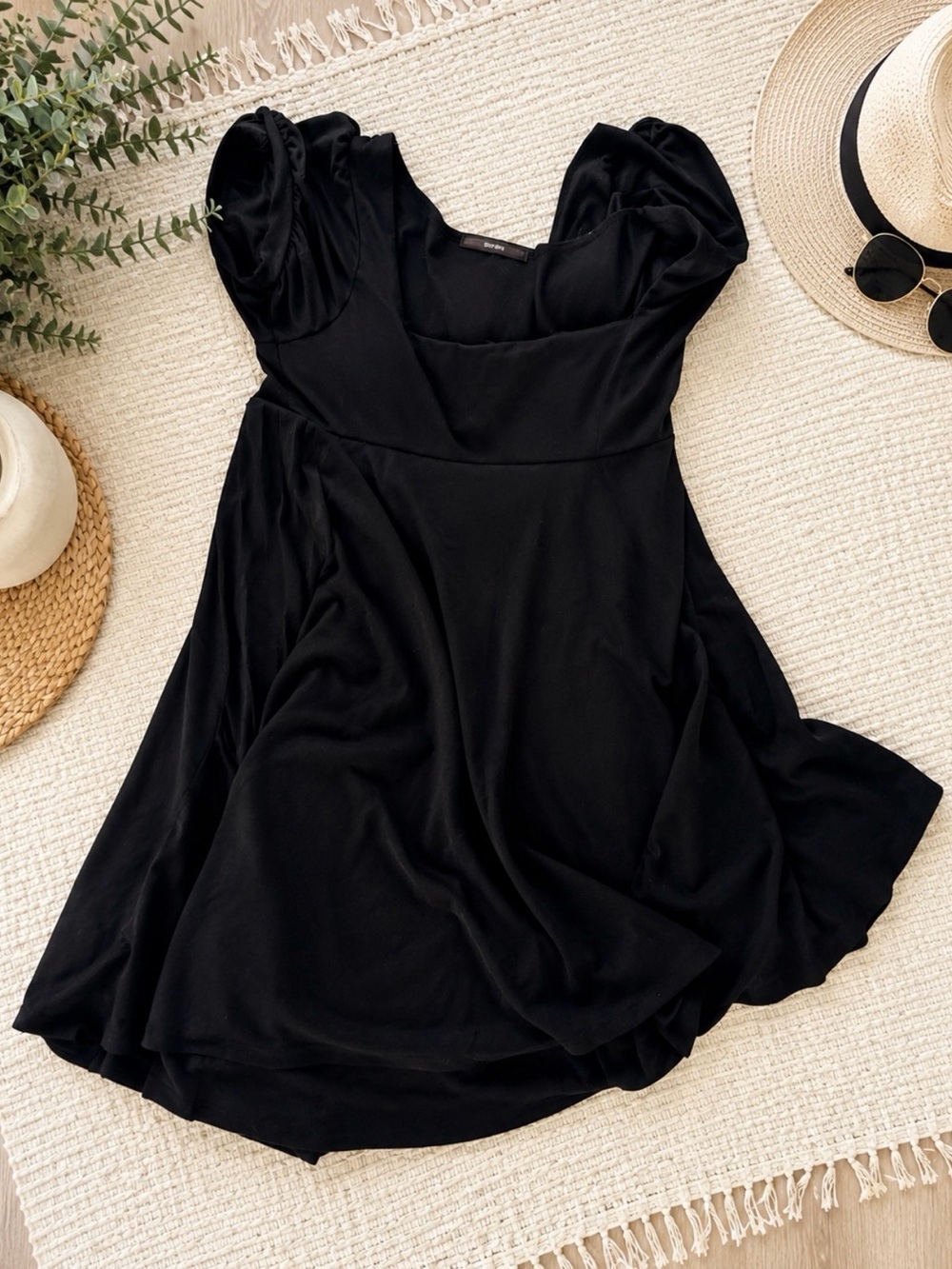 Black Puff Sleeve Women's Dress